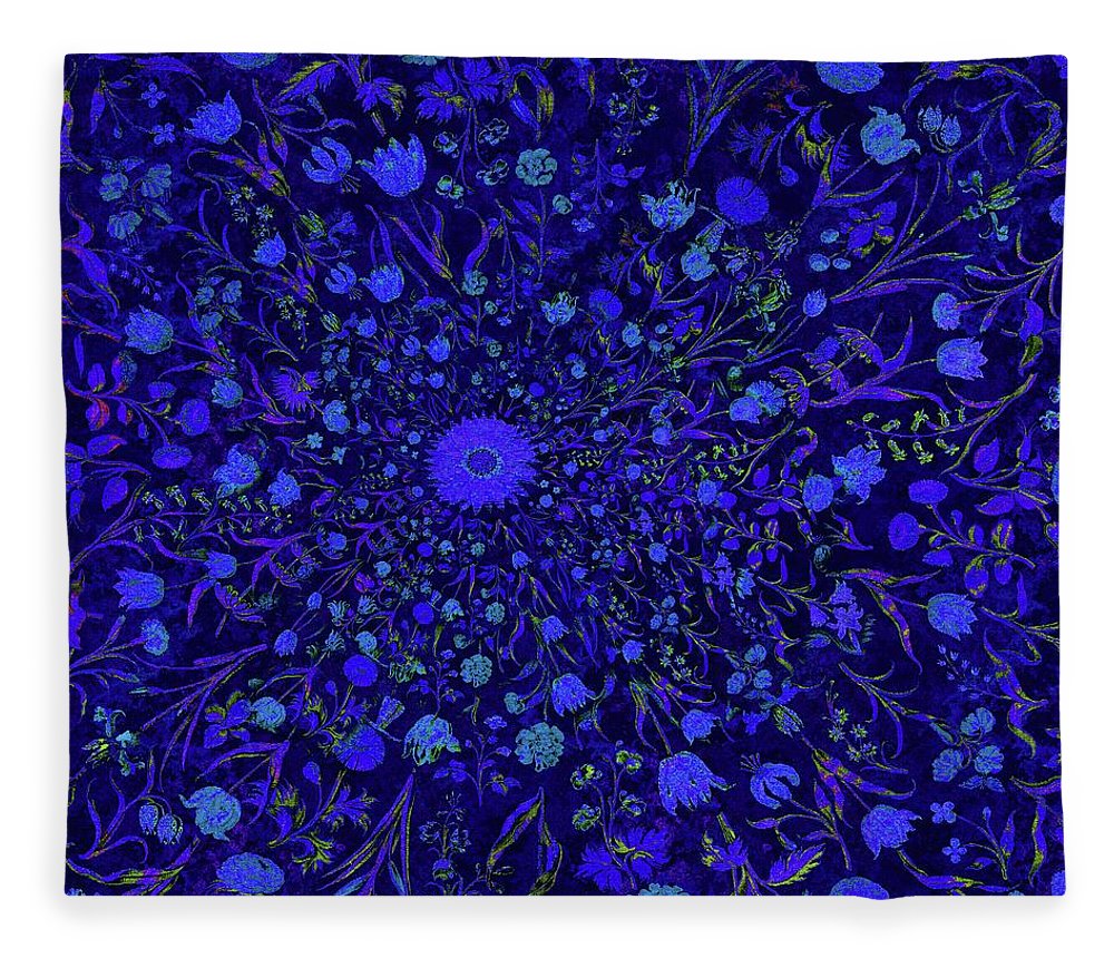 Blue Medieval Flowers - Blanket