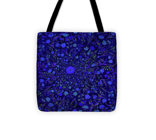 Blue Medieval Flowers  - Tote Bag