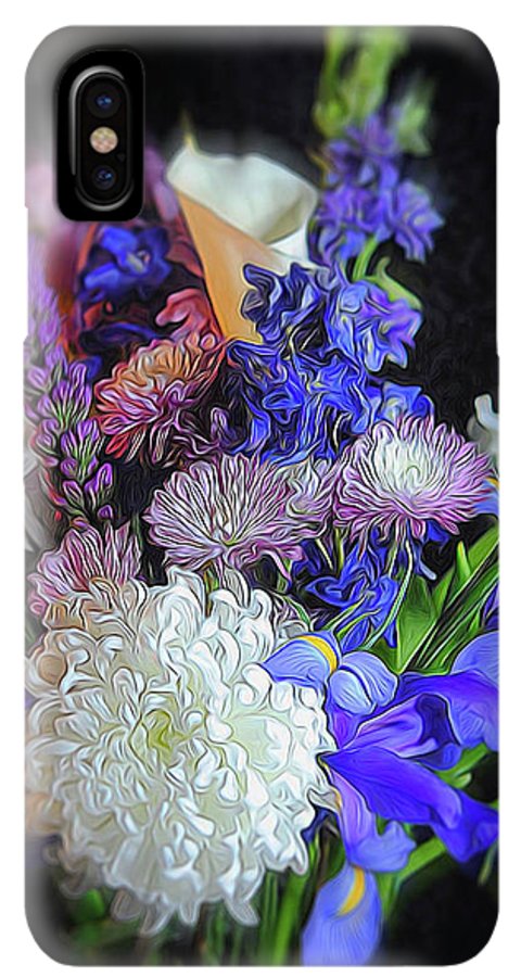 Blue White Purple Mixed Flowers Bouquet - Phone Case