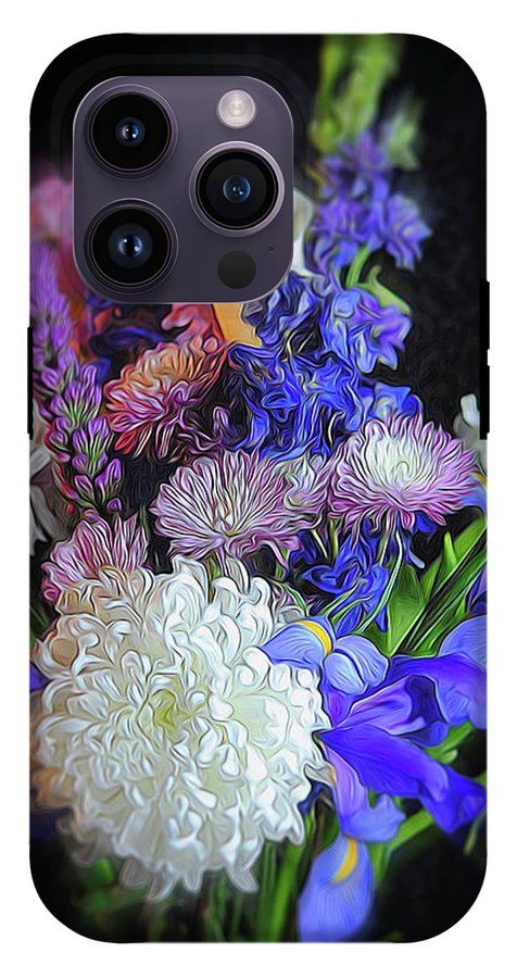 Blue White Purple Mixed Flowers Bouquet - Phone Case