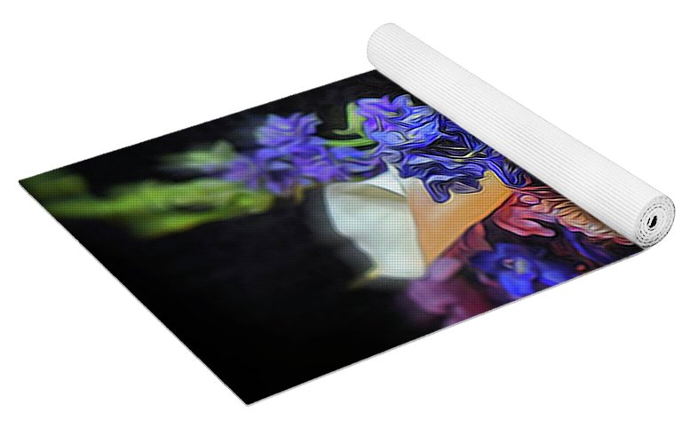 Blue White Purple Mixed Flowers Bouquet - Yoga Mat