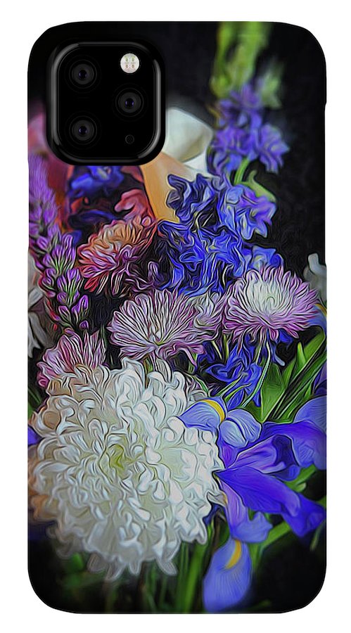 Blue White Purple Mixed Flowers Bouquet - Phone Case