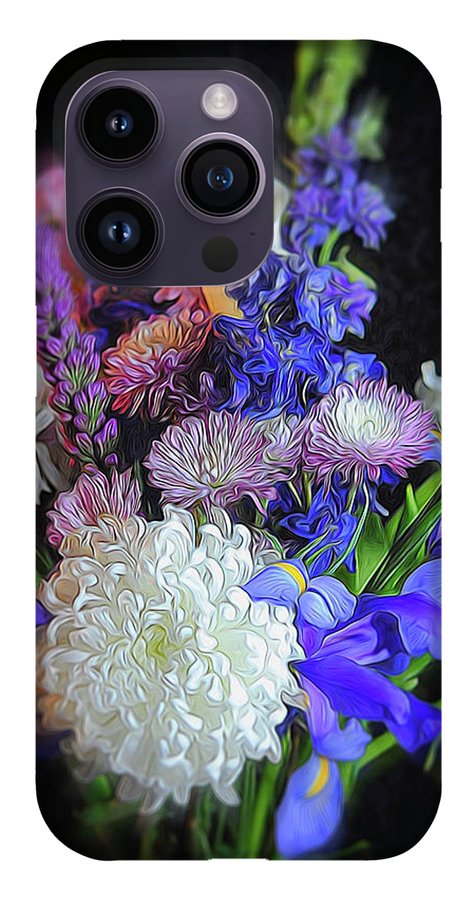 Blue White Purple Mixed Flowers Bouquet - Phone Case