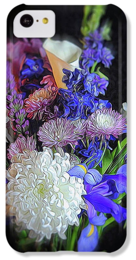Blue White Purple Mixed Flowers Bouquet - Phone Case
