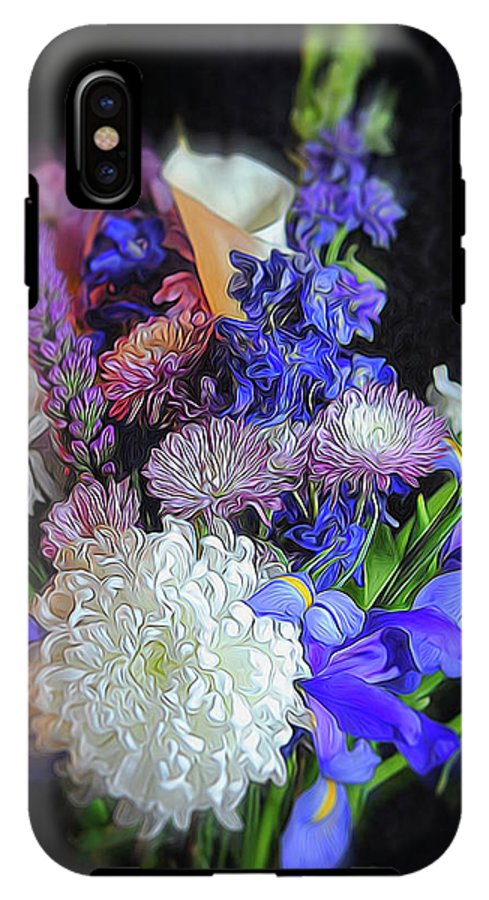 Blue White Purple Mixed Flowers Bouquet - Phone Case