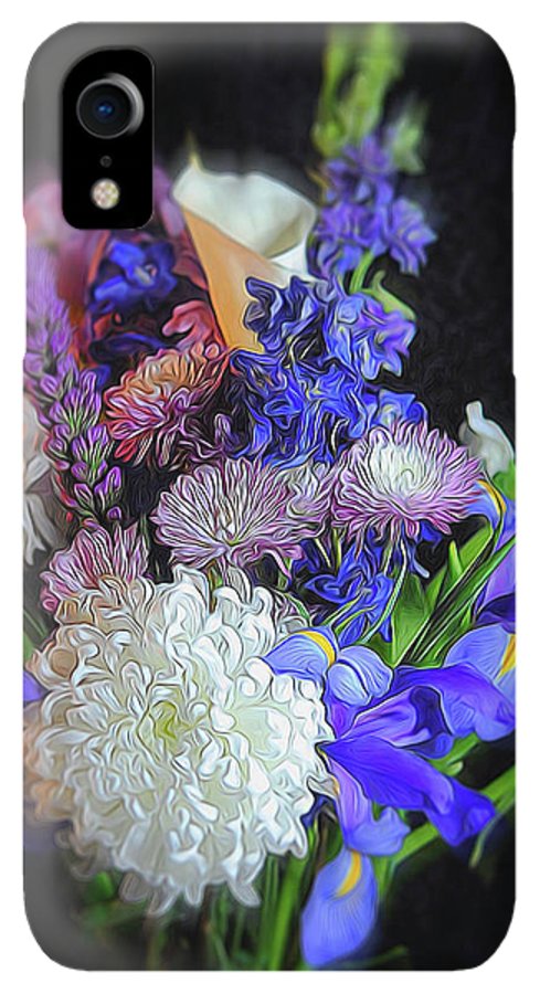 Blue White Purple Mixed Flowers Bouquet - Phone Case