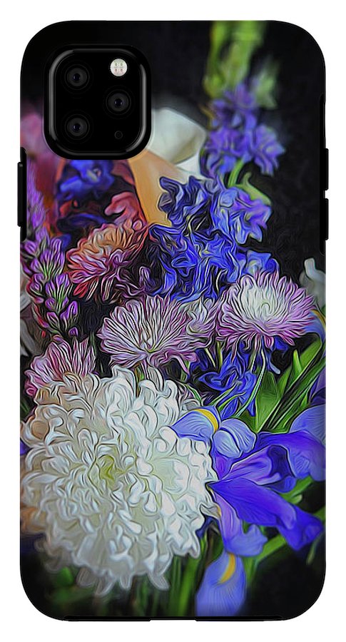 Blue White Purple Mixed Flowers Bouquet - Phone Case