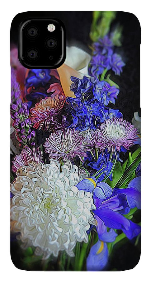 Blue White Purple Mixed Flowers Bouquet - Phone Case