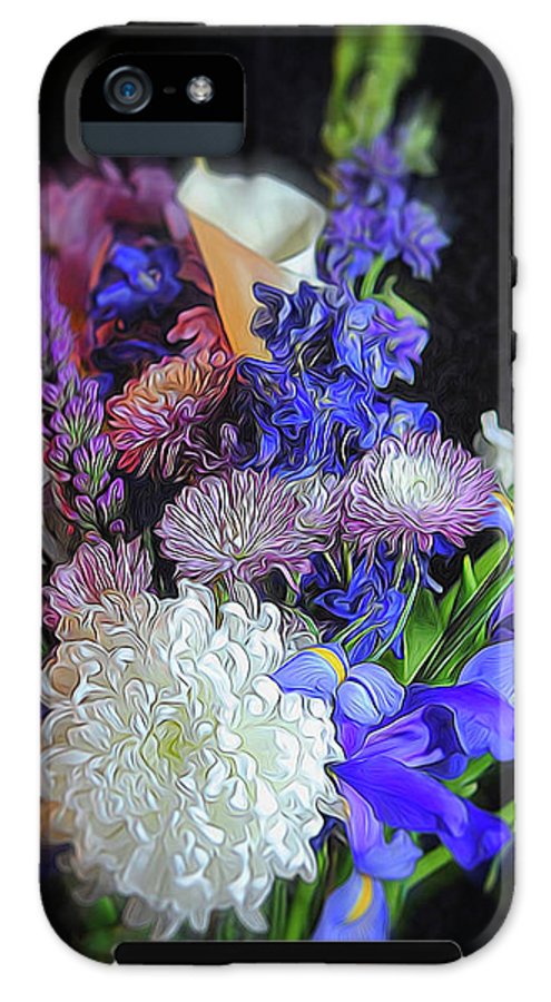 Blue White Purple Mixed Flowers Bouquet - Phone Case