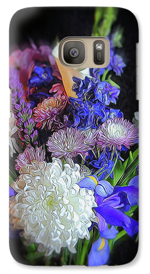 Blue White Purple Mixed Flowers Bouquet - Phone Case