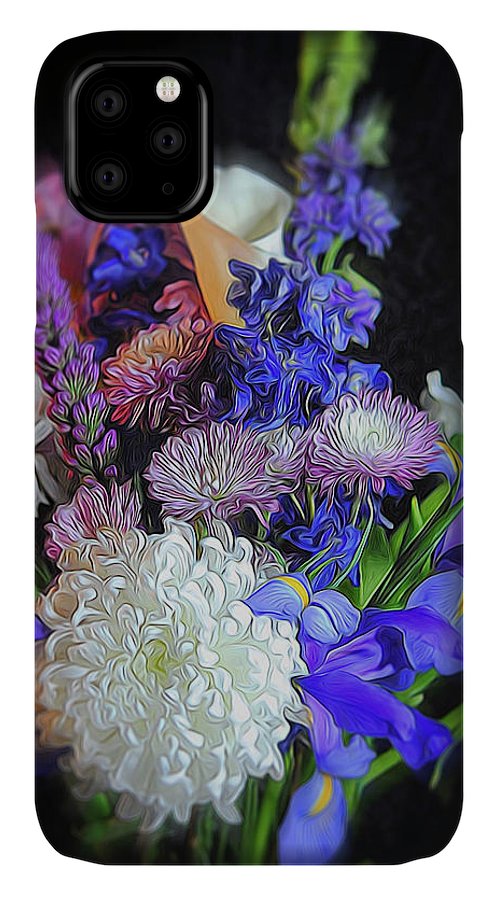 Blue White Purple Mixed Flowers Bouquet - Phone Case