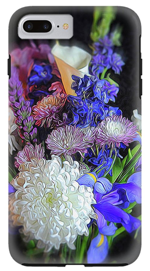 Blue White Purple Mixed Flowers Bouquet - Phone Case
