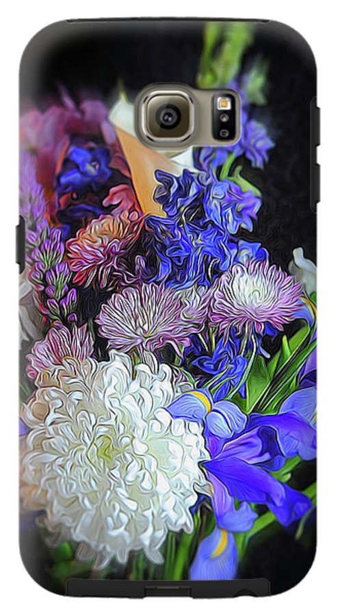 Blue White Purple Mixed Flowers Bouquet - Phone Case