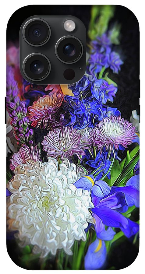 Blue White Purple Mixed Flowers Bouquet - Phone Case