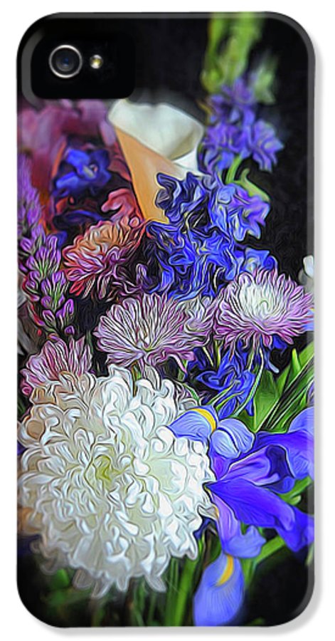 Blue White Purple Mixed Flowers Bouquet - Phone Case