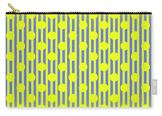 Blue Yellow Stripes and Dots - Carry-All Pouch