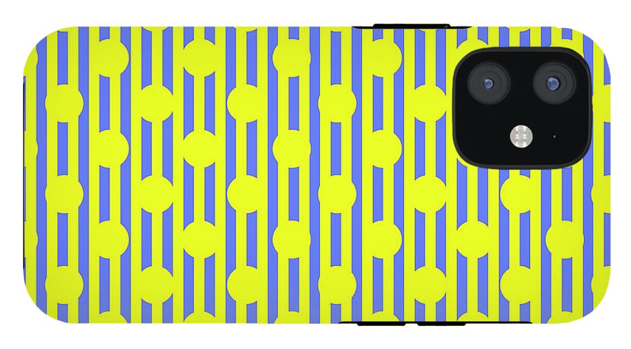 Blue Yellow Stripes and Dots - Phone Case