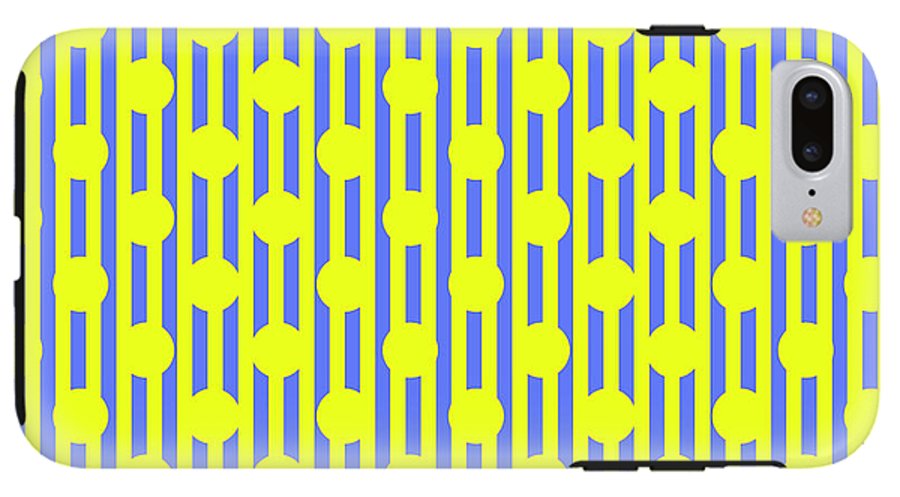 Blue Yellow Stripes and Dots - Phone Case