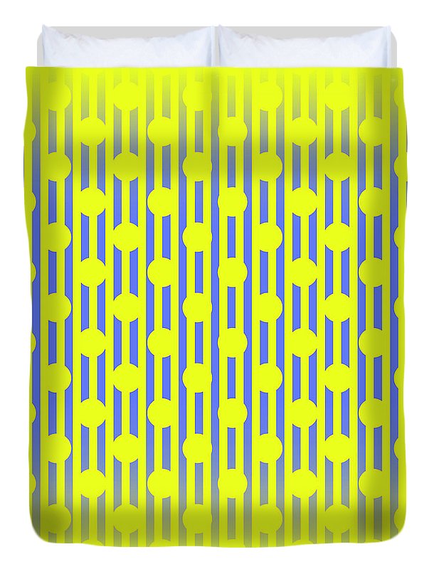 Blue Yellow Stripes and Dots - Duvet Cover