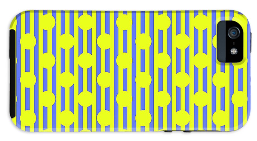 Blue Yellow Stripes and Dots - Phone Case