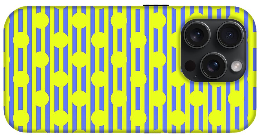 Blue Yellow Stripes and Dots - Phone Case