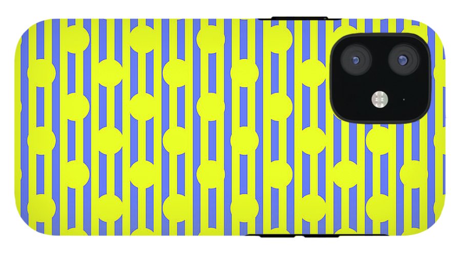 Blue Yellow Stripes and Dots - Phone Case