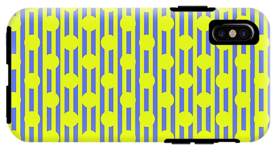 Blue Yellow Stripes and Dots - Phone Case