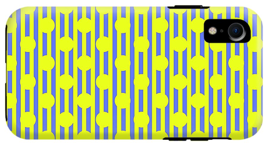 Blue Yellow Stripes and Dots - Phone Case