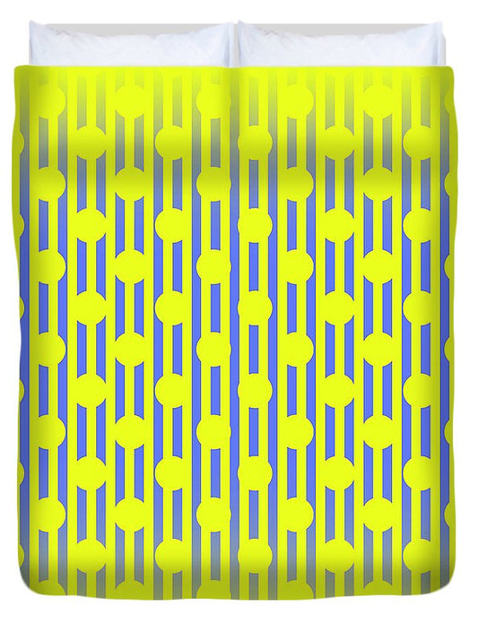 Blue Yellow Stripes and Dots - Duvet Cover