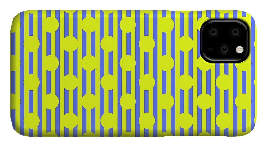 Blue Yellow Stripes and Dots - Phone Case