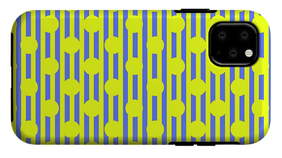 Blue Yellow Stripes and Dots - Phone Case