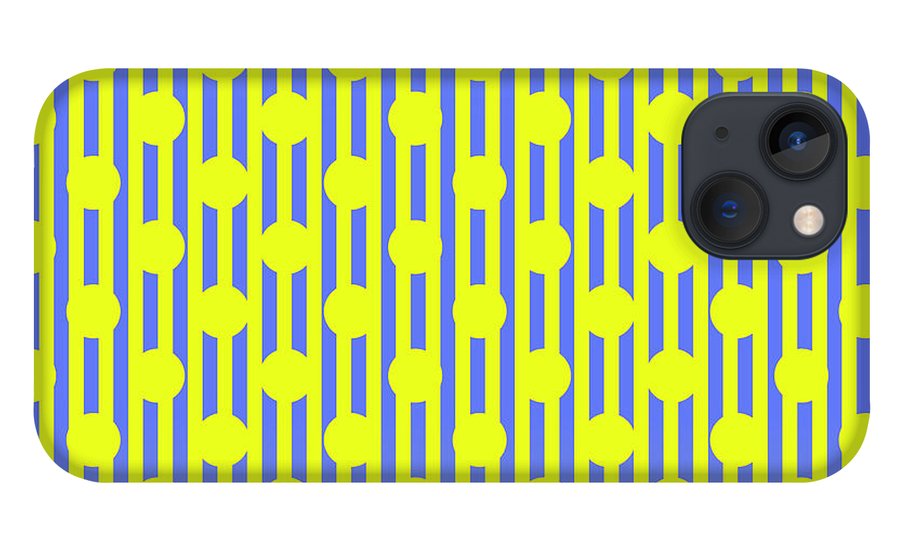 Blue Yellow Stripes and Dots - Phone Case