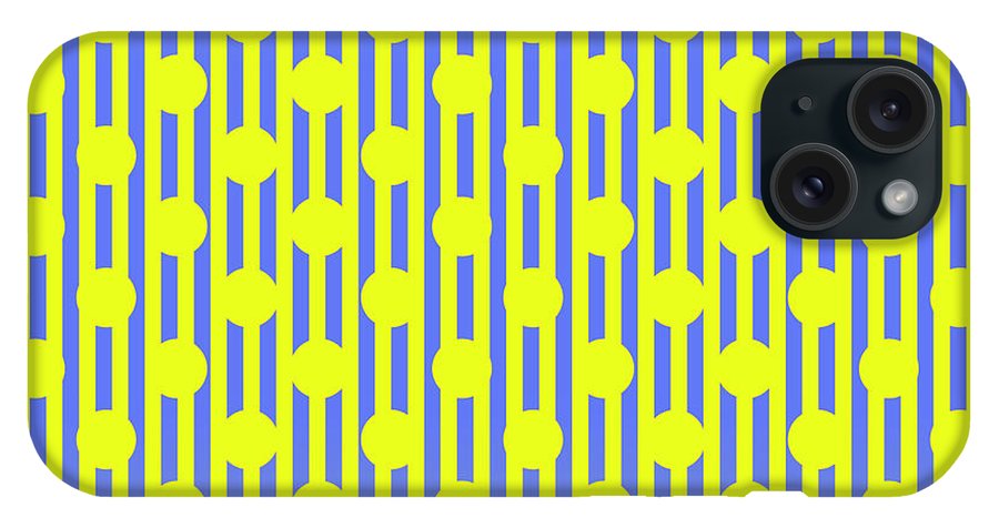 Blue Yellow Stripes and Dots - Phone Case