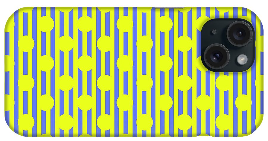 Blue Yellow Stripes and Dots - Phone Case