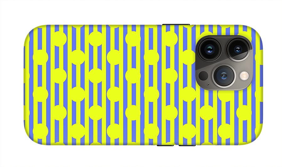 Blue Yellow Stripes and Dots - Phone Case