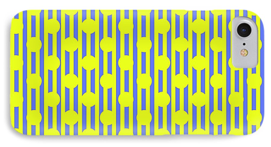 Blue Yellow Stripes and Dots - Phone Case