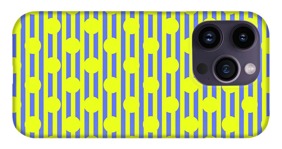 Blue Yellow Stripes and Dots - Phone Case