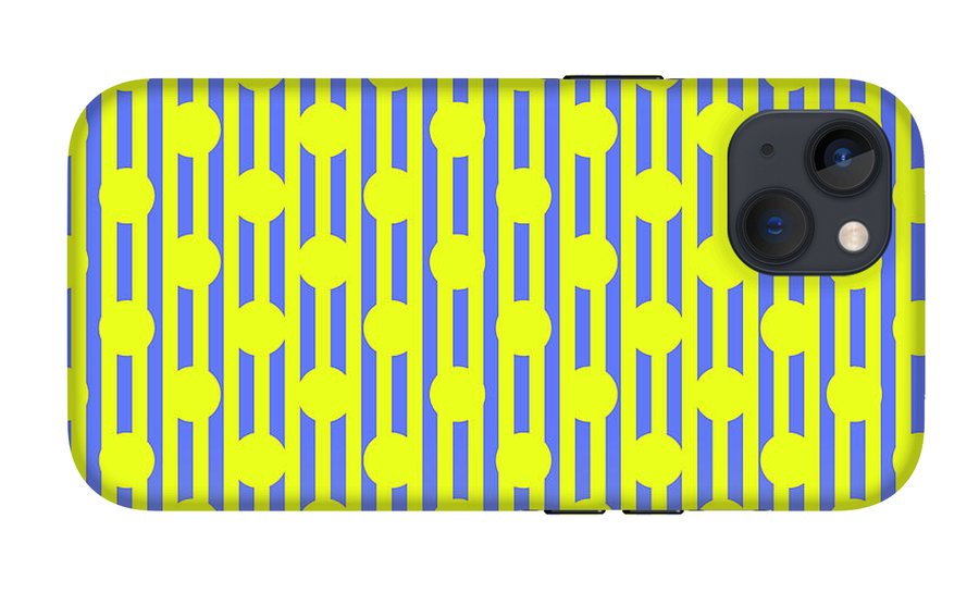 Blue Yellow Stripes and Dots - Phone Case
