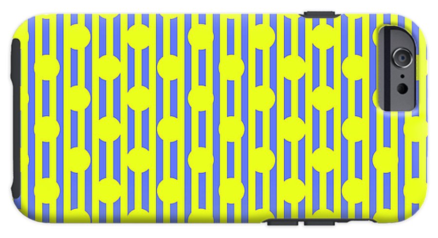 Blue Yellow Stripes and Dots - Phone Case