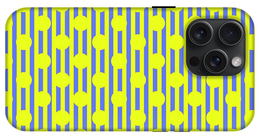 Blue Yellow Stripes and Dots - Phone Case