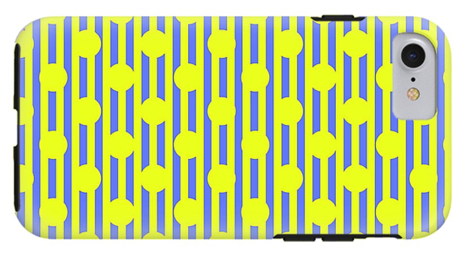 Blue Yellow Stripes and Dots - Phone Case