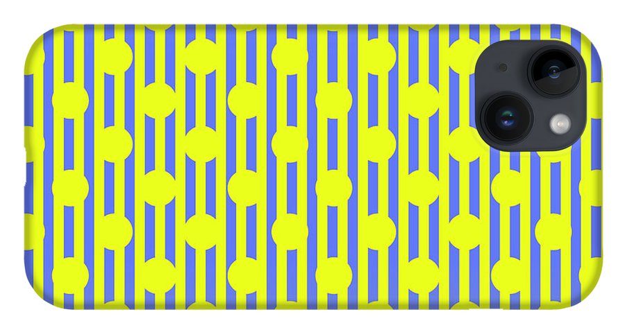 Blue Yellow Stripes and Dots - Phone Case