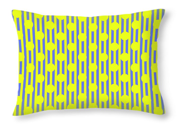 Blue Yellow Stripes and Dots - Throw Pillow