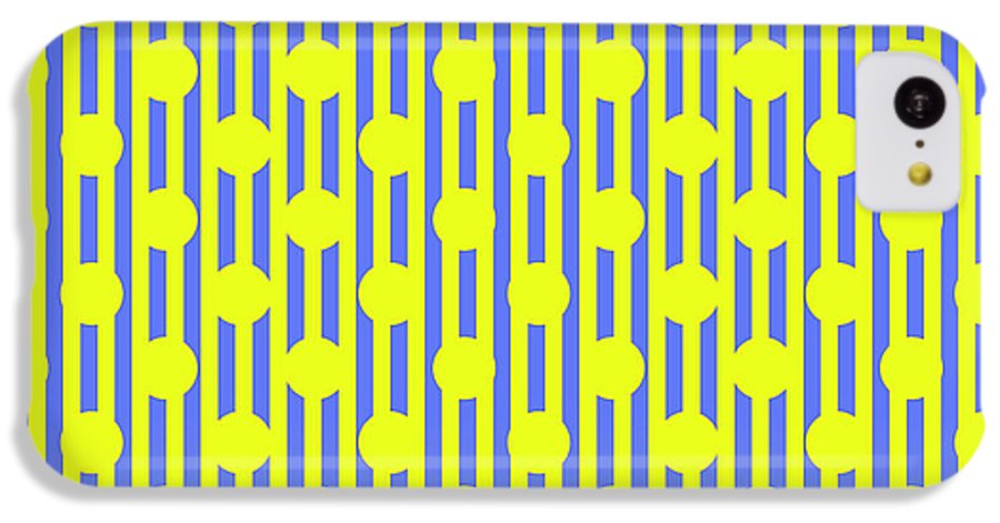Blue Yellow Stripes and Dots - Phone Case