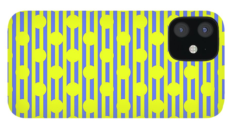 Blue Yellow Stripes and Dots - Phone Case