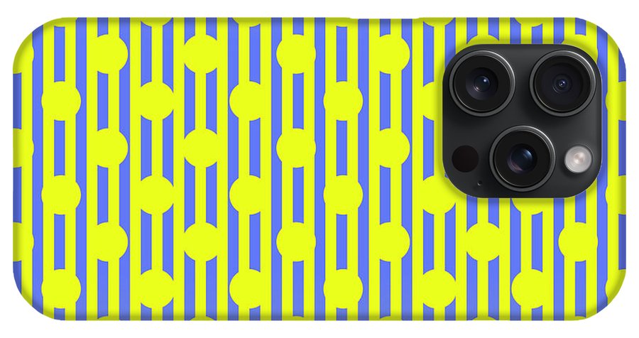 Blue Yellow Stripes and Dots - Phone Case