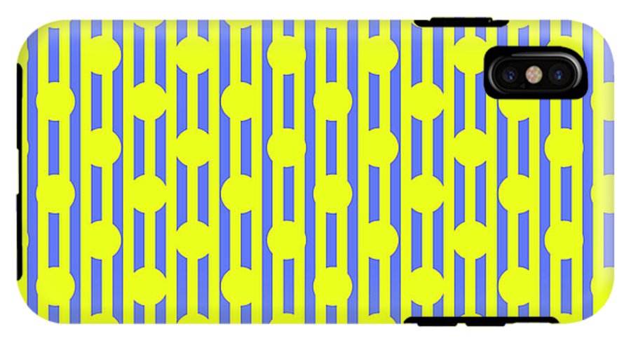 Blue Yellow Stripes and Dots - Phone Case