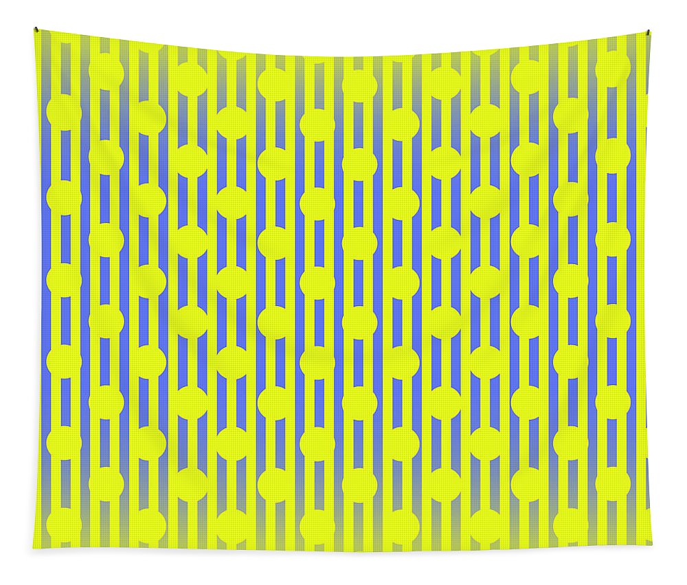 Blue Yellow Stripes and Dots - Tapestry