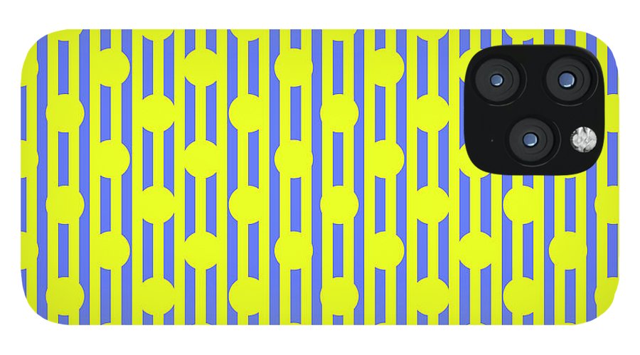 Blue Yellow Stripes and Dots - Phone Case