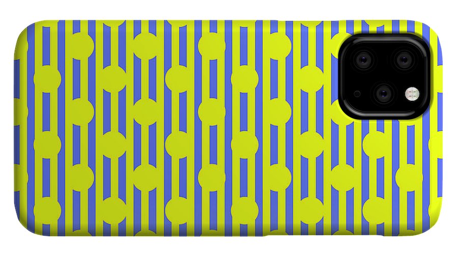Blue Yellow Stripes and Dots - Phone Case
